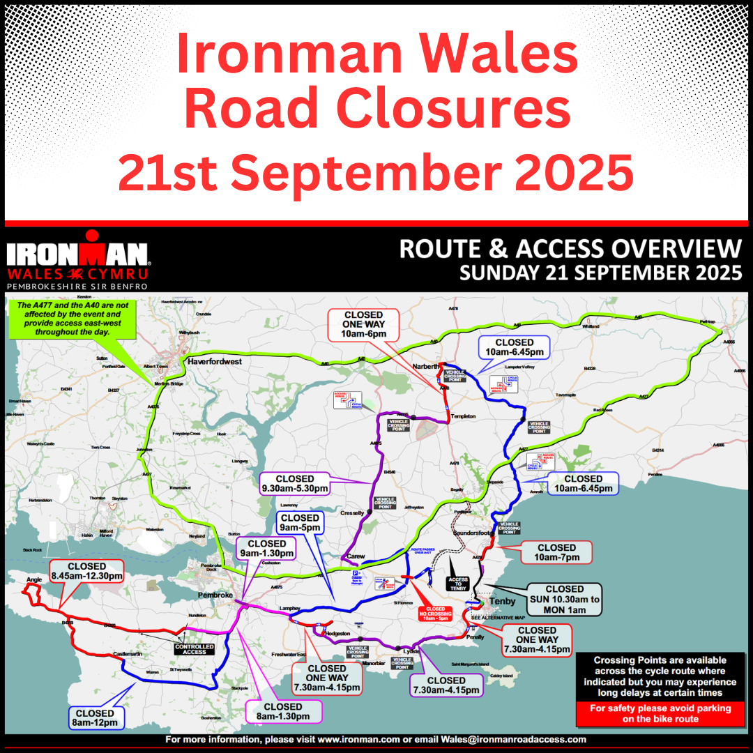 Ironman Wales Road Closures 21st September 2025 Map